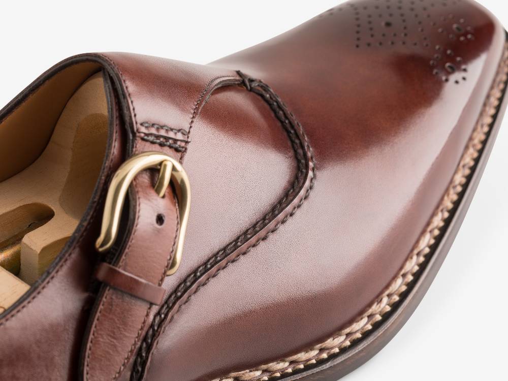 Paolo Sartori Single Monkstrap in Antiqued Positano Leather Mono Fibbia in pelle Anticata Positano Offerte