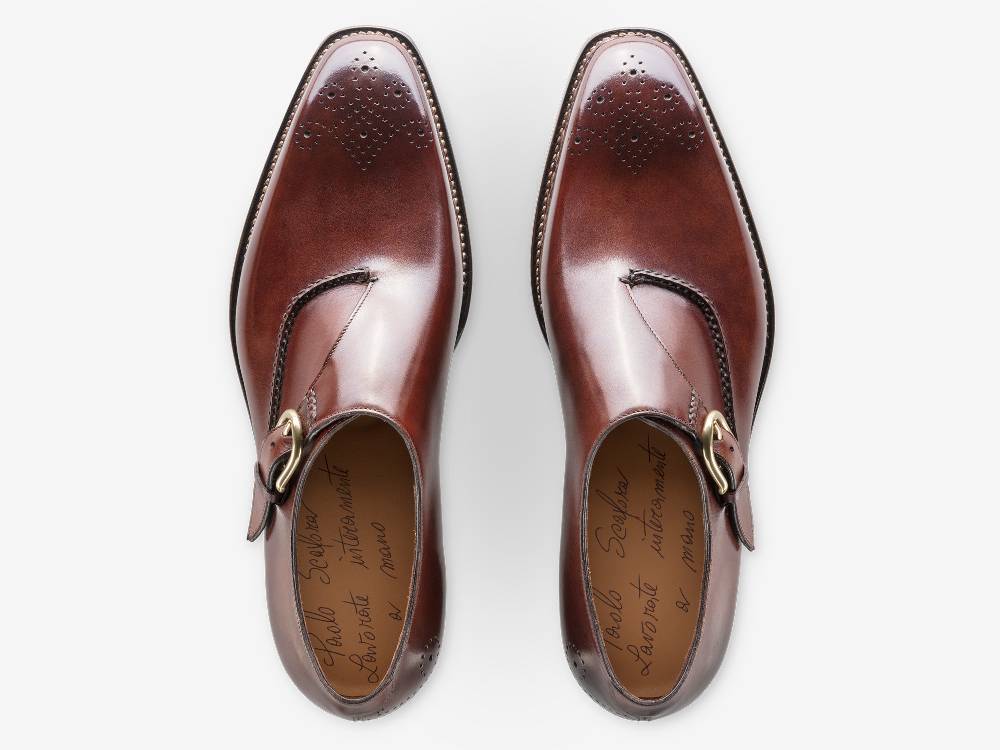 Paolo Sartori Single Monkstrap in Antiqued Positano Leather Mono Fibbia in pelle Anticata Positano Offerte