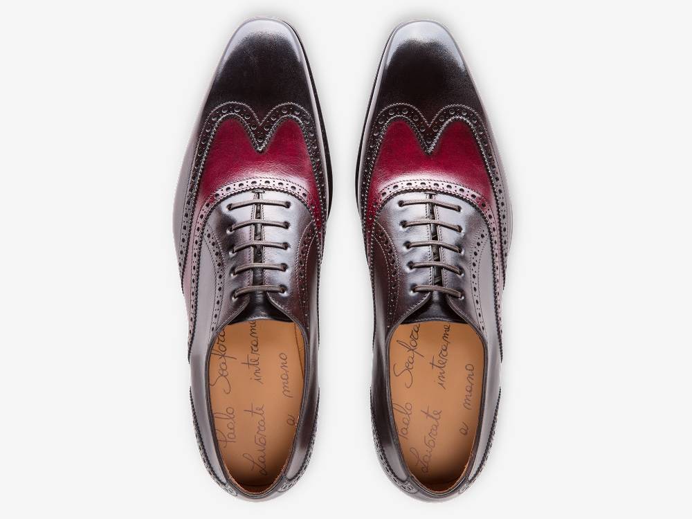 Paolo Sartori Art. 604 Oxford in Pelle Anticata Vietri Bordeaux Black Qualità