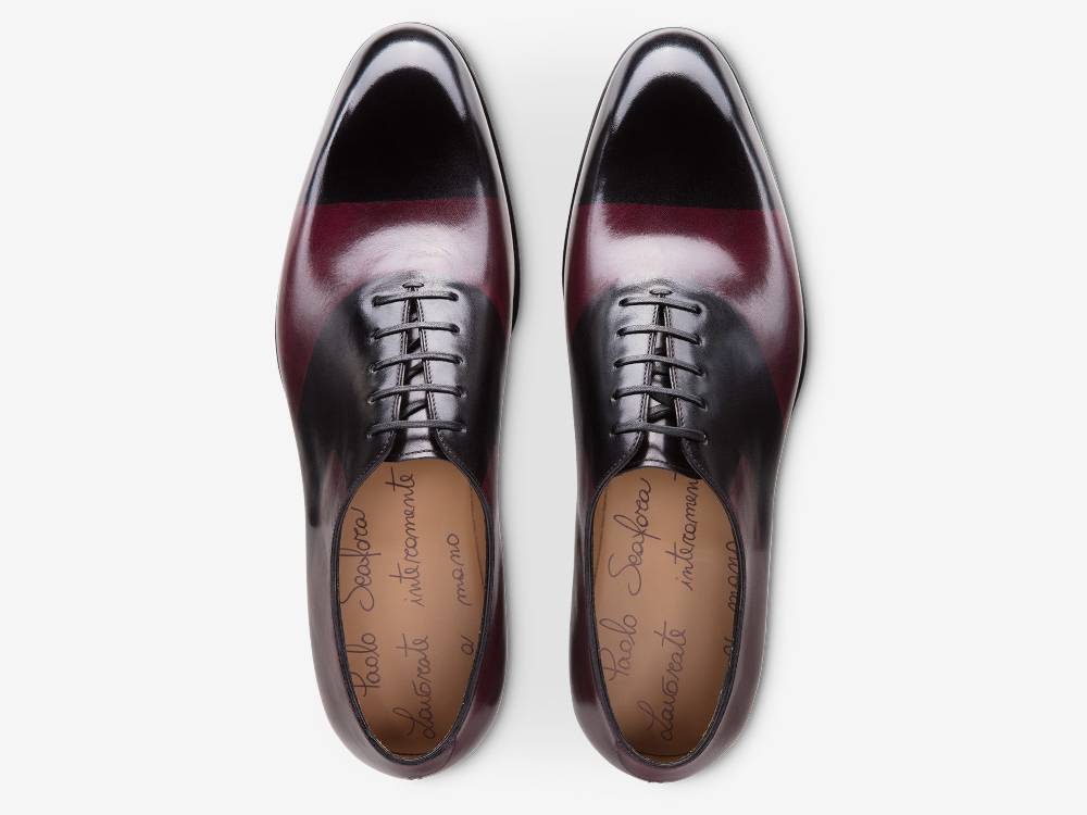Paolo Sartori ART. 659 Oxford in pelle Dipinta a Mano Bordeaux e Nero Promozione