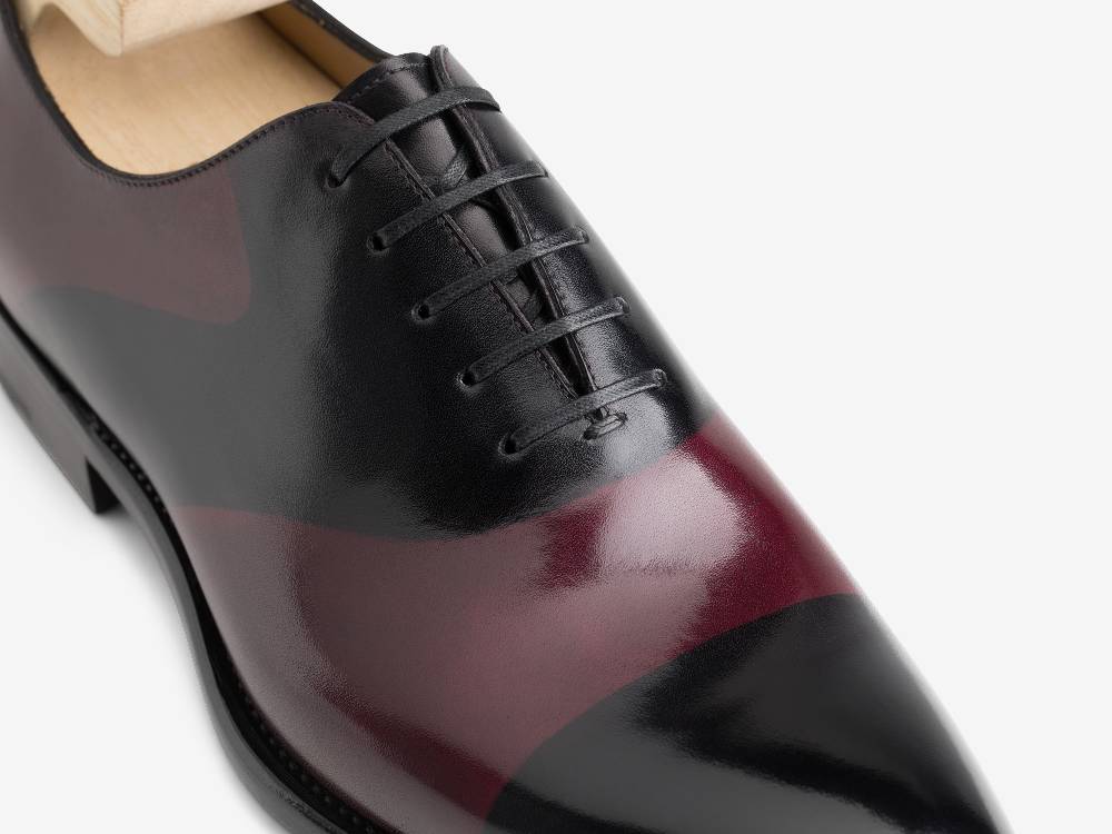 Paolo Sartori ART. 659 Oxford in pelle Dipinta a Mano Bordeaux e Nero Promozione
