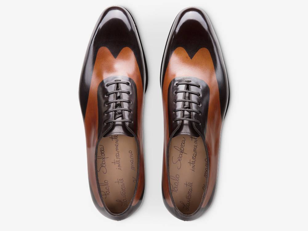 Paolo Sartori ART. 658 Oxford in pelle Dipinta a Mano Cognac e Vietri Spedizione Gratuita