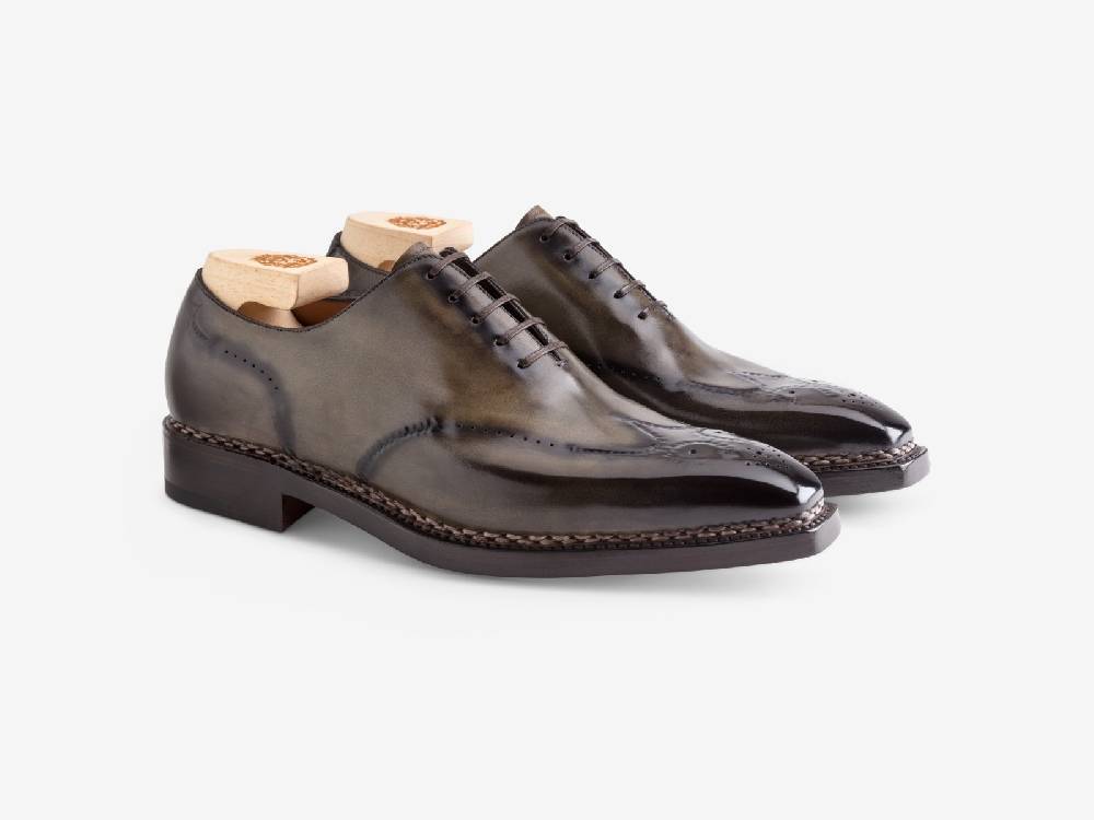 Paolo Sartori Art. 792 Oxford in Antiqued Verdegris Leather Fino Al -60%
