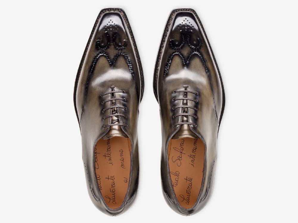 Paolo Sartori Art. 792 Oxford in Antiqued Verdegris Leather Fino Al -60%