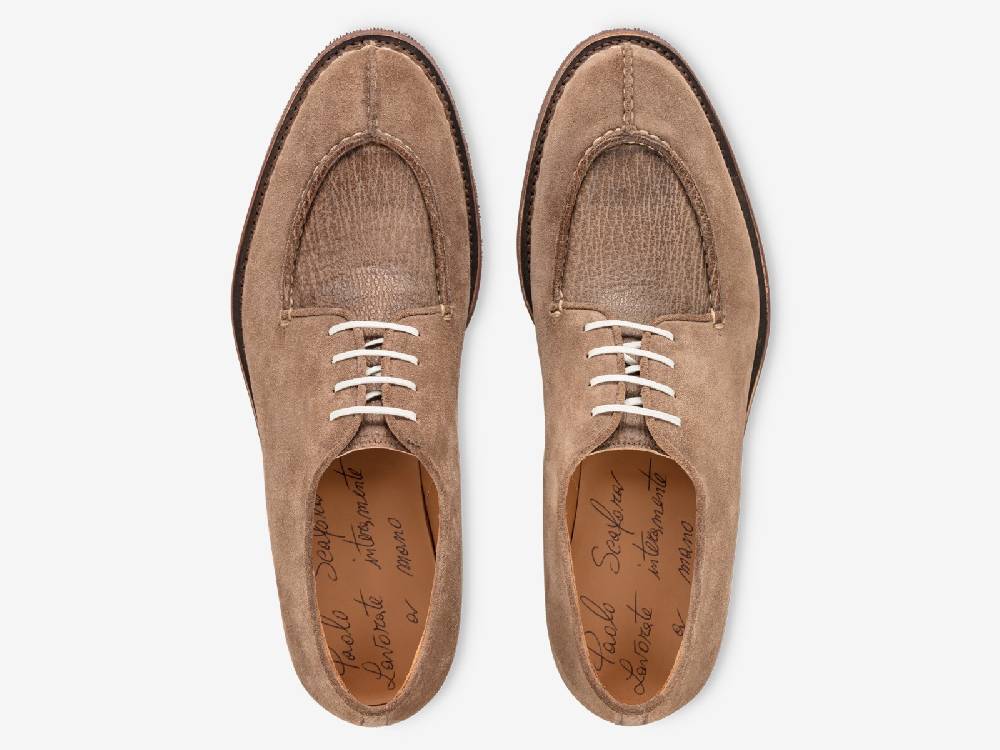 Paolo Sartori Art. 797 Derby in Cocco Suede and Shark Leather Sconto