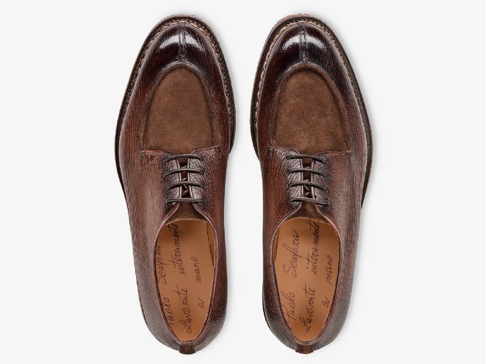 Paolo Sartori Art. 797 Derby in Montella Shark and Suede Leather Offerta