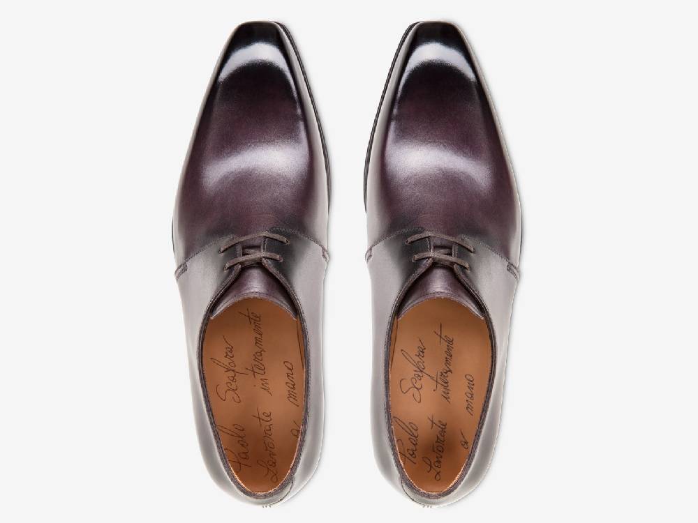 Paolo Sartori Art. 739 Derby in Antiqued Melanzana Leather Hotsell