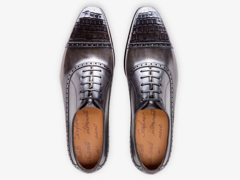 Paolo Sartori Art. 695 Oxford in pelle Anticata Grigio Vendita Economica