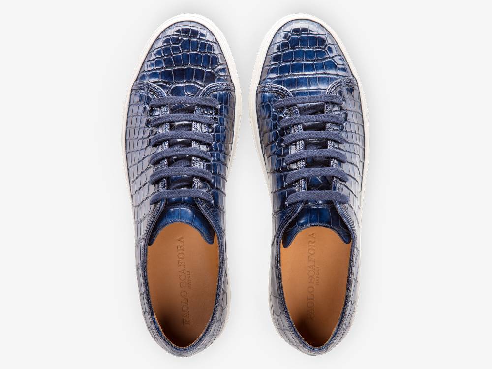 Paolo Sartori Art.Tenny1 Sneakers In Alligatore Anticata Oceano Negozio