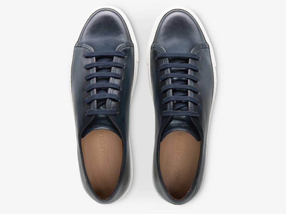 Paolo Sartori Art.Tenny1 Sneakers In Pelle Anticata Oceano In Saldo