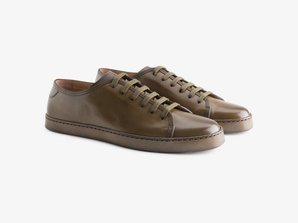 Paolo Sartori Art.Tenny1 Sneakers In Pelle Anticata Muschio Moda
