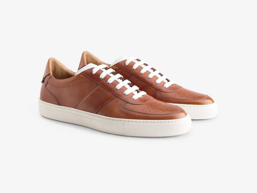 Paolo Sartori Art.Tenny2 Sneakers In Pelle Anticata Cognac Italy