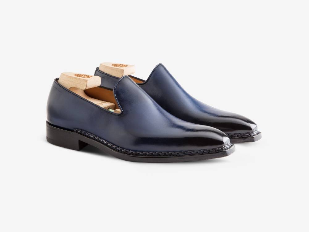 Paolo Sartori Art. 727 Loafer in Antiqued Cobalto Leather In Linea