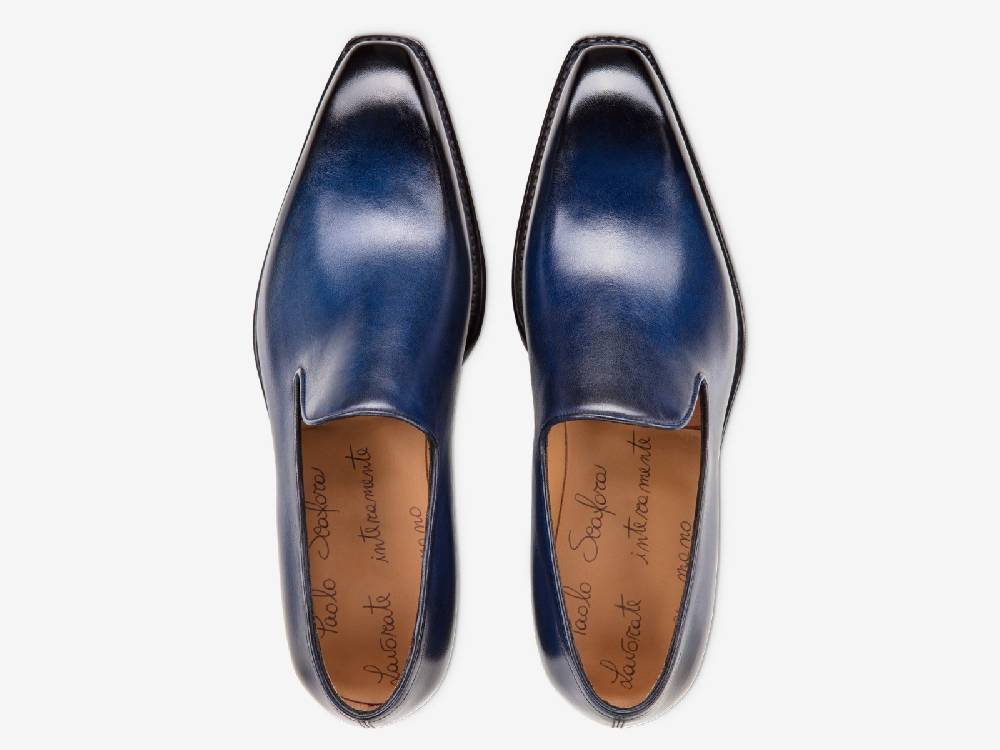 Paolo Sartori Art. 727 Loafer in Antiqued Cobalto Leather In Linea