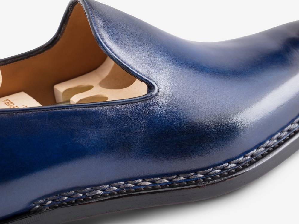 Paolo Sartori Art. 727 Loafer in Antiqued Cobalto Leather In Linea