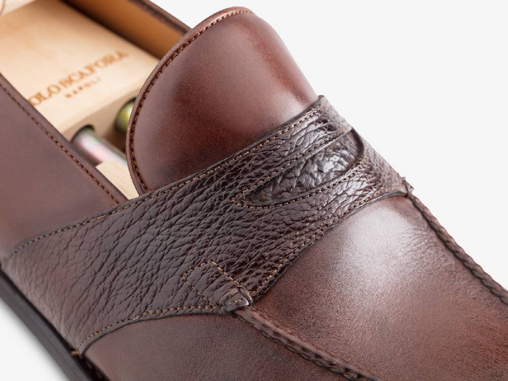 Paolo Sartori Art. 726 Loafer in Antiqued Montella Leather Vendita