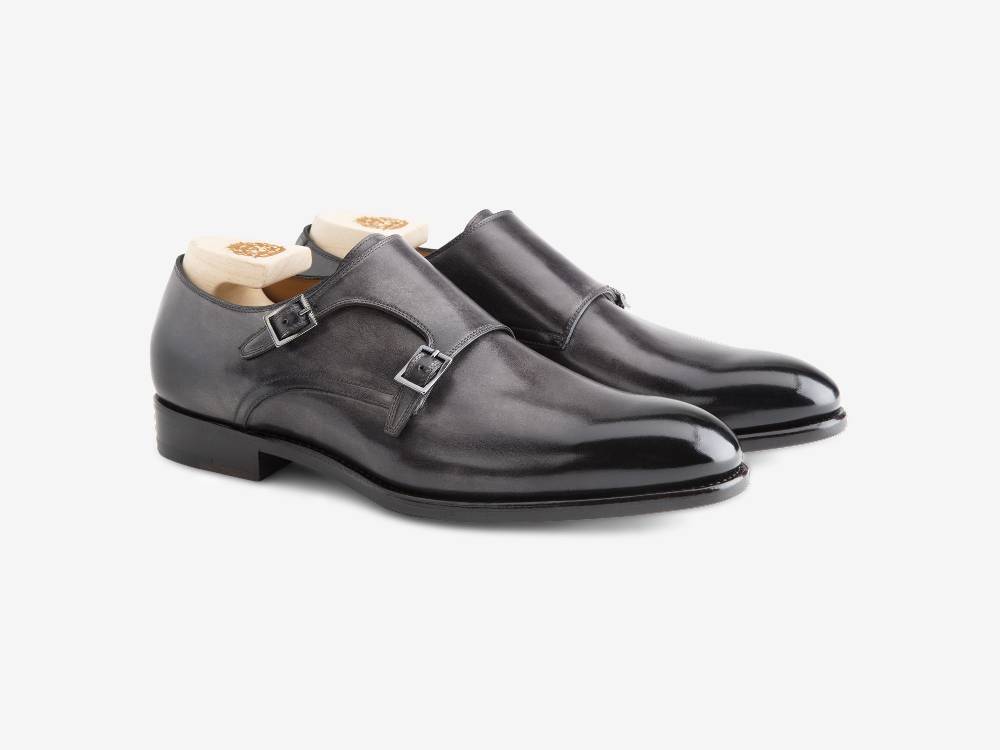 Paolo Sartori Art. 585 Doppia Fibbia in Pelle Anticata Grigia Fino Al -60%