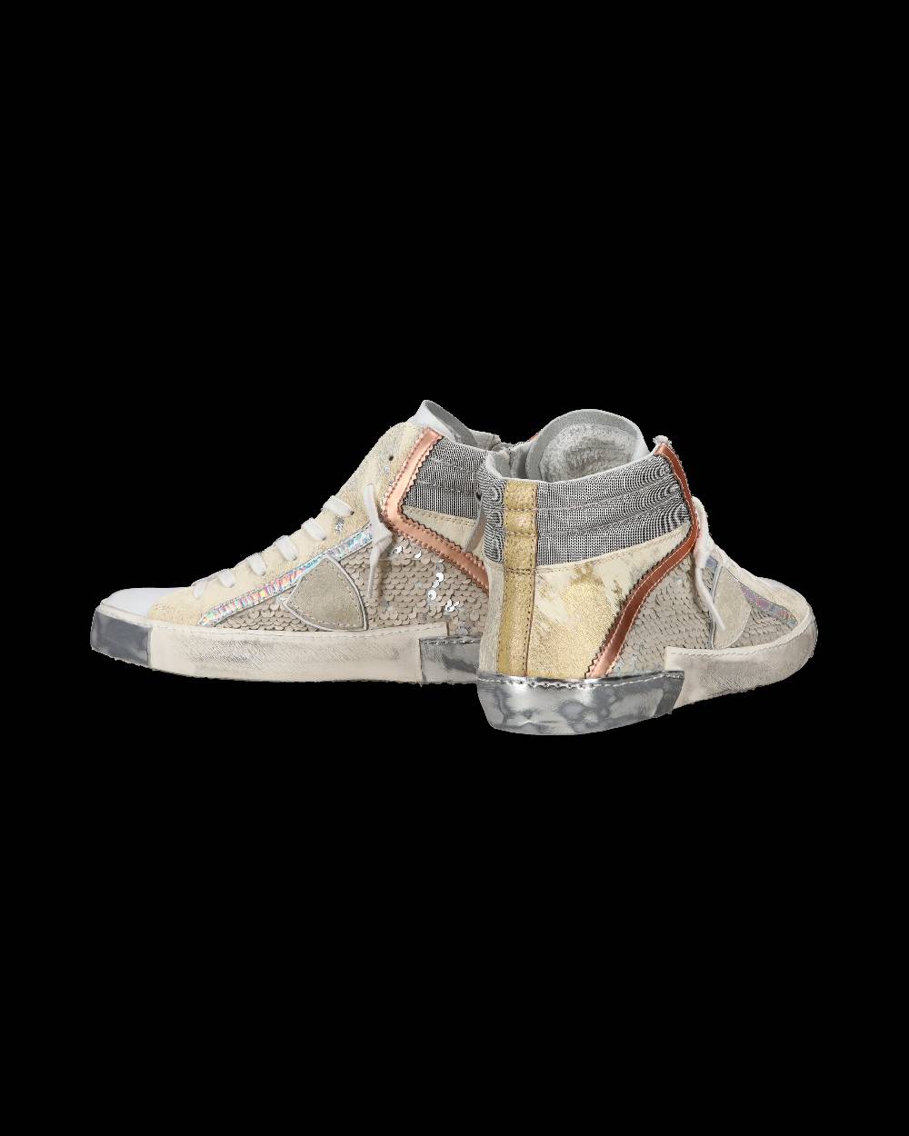 Philippe Model Sneaker casual Prsx da donna in pelle con inserti in paillettes - Bianco Online