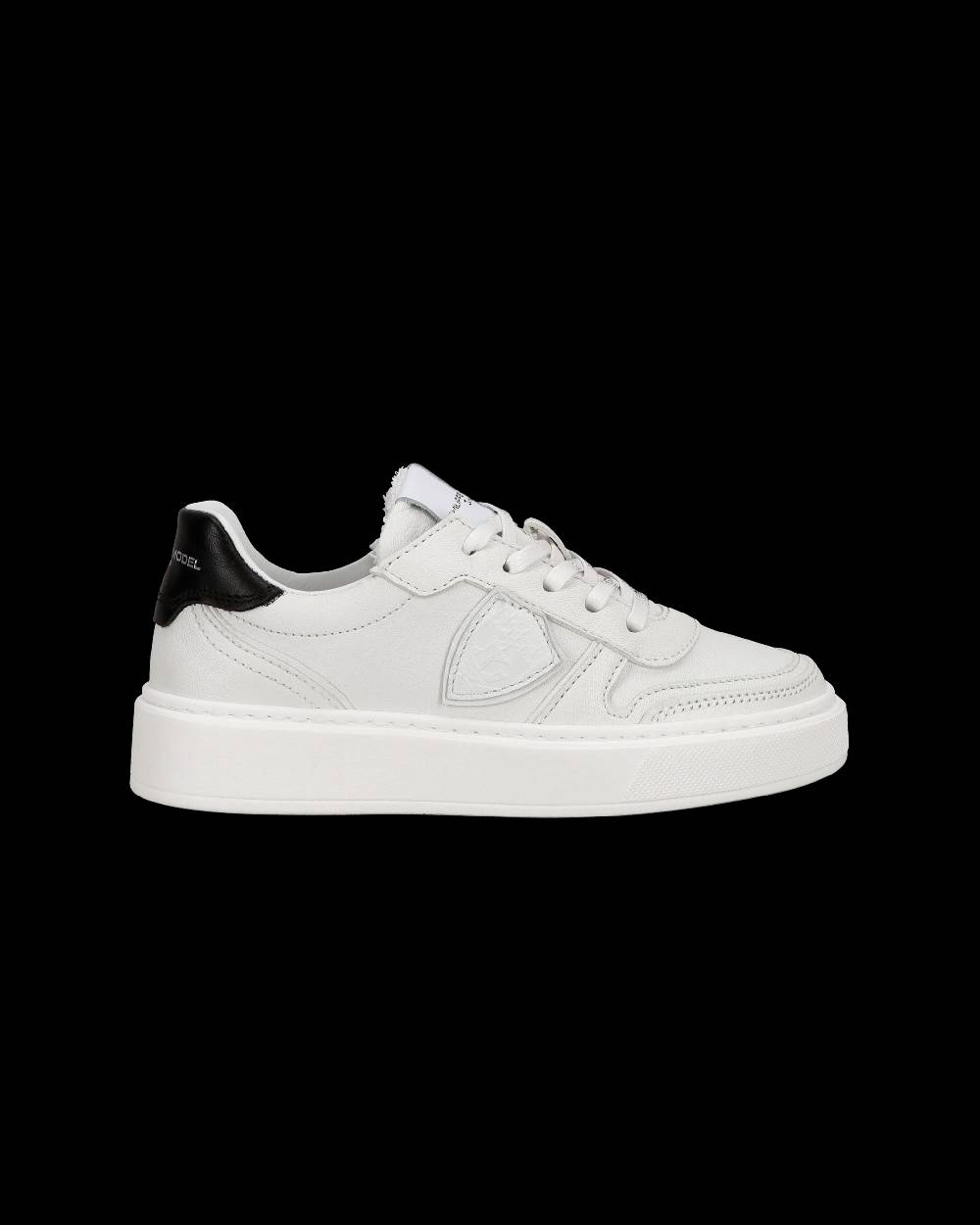 Philippe Model Sneakers basse Nice da Ragazzi in pelle, Bianco Nero Spedizione Gratuita