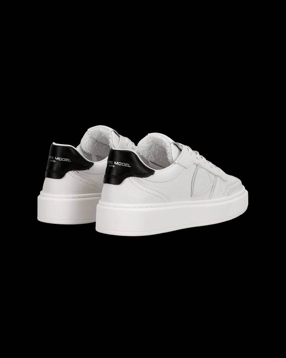 Philippe Model Sneakers basse Nice da Ragazzi in pelle, Bianco Nero Spedizione Gratuita