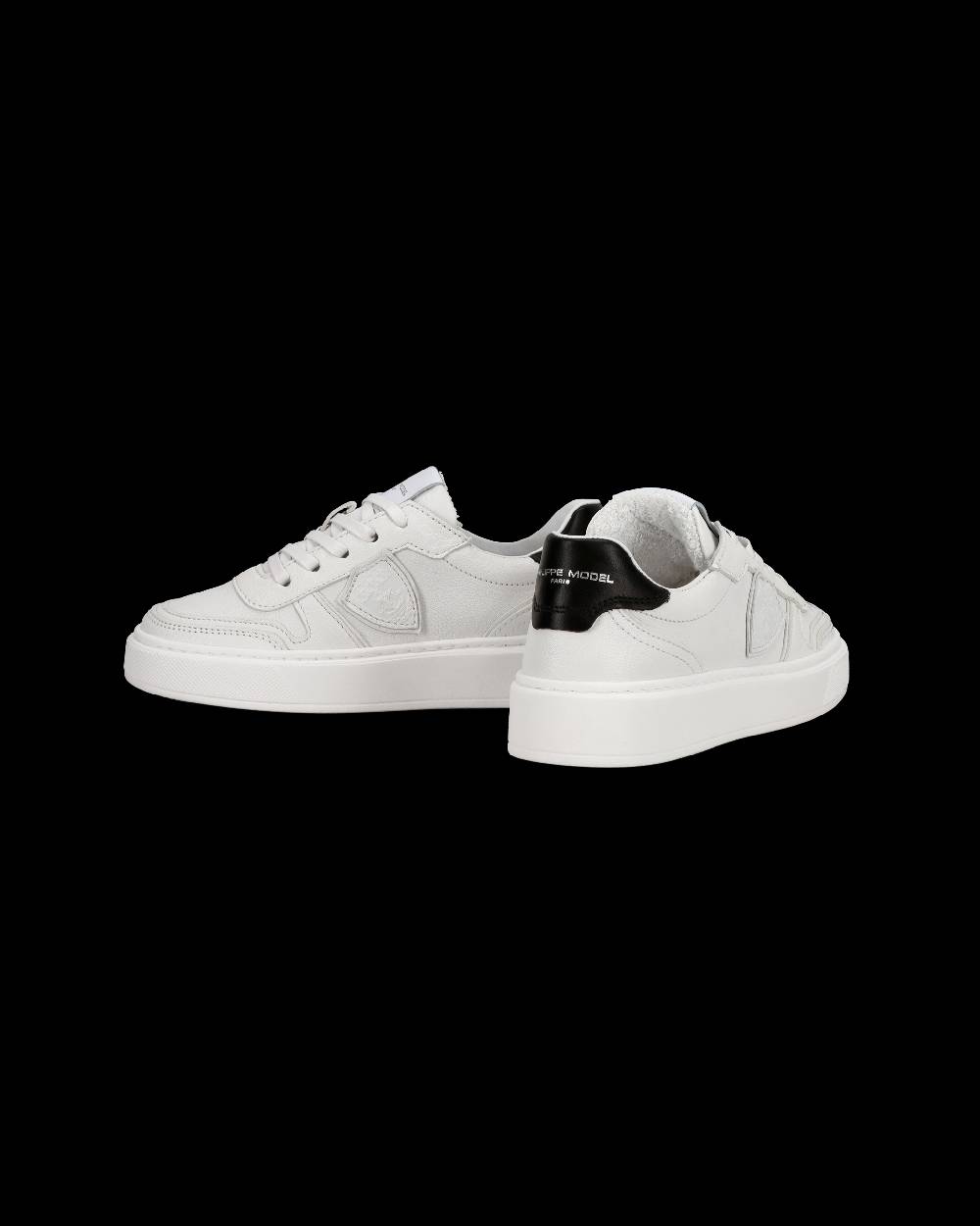 Philippe Model Sneakers basse Nice da Ragazzi in pelle, Bianco Nero Spedizione Gratuita
