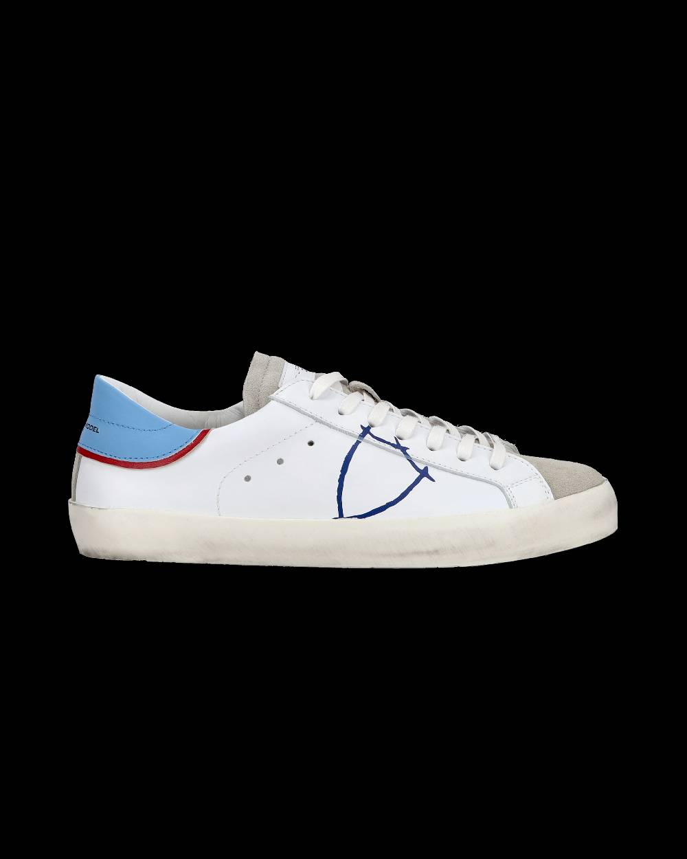 Philippe Model Sneakers basse Paris da Ragazzo in pelle, Bianco Azzurro Negozi Online