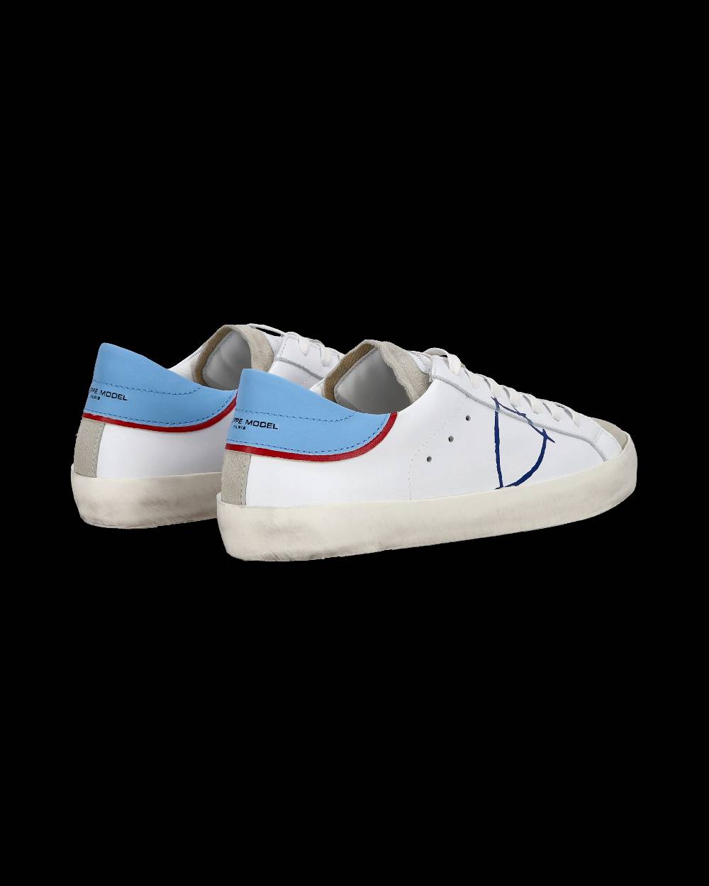 Philippe Model Sneakers basse Paris da Ragazzo in pelle, Bianco Azzurro Negozi Online