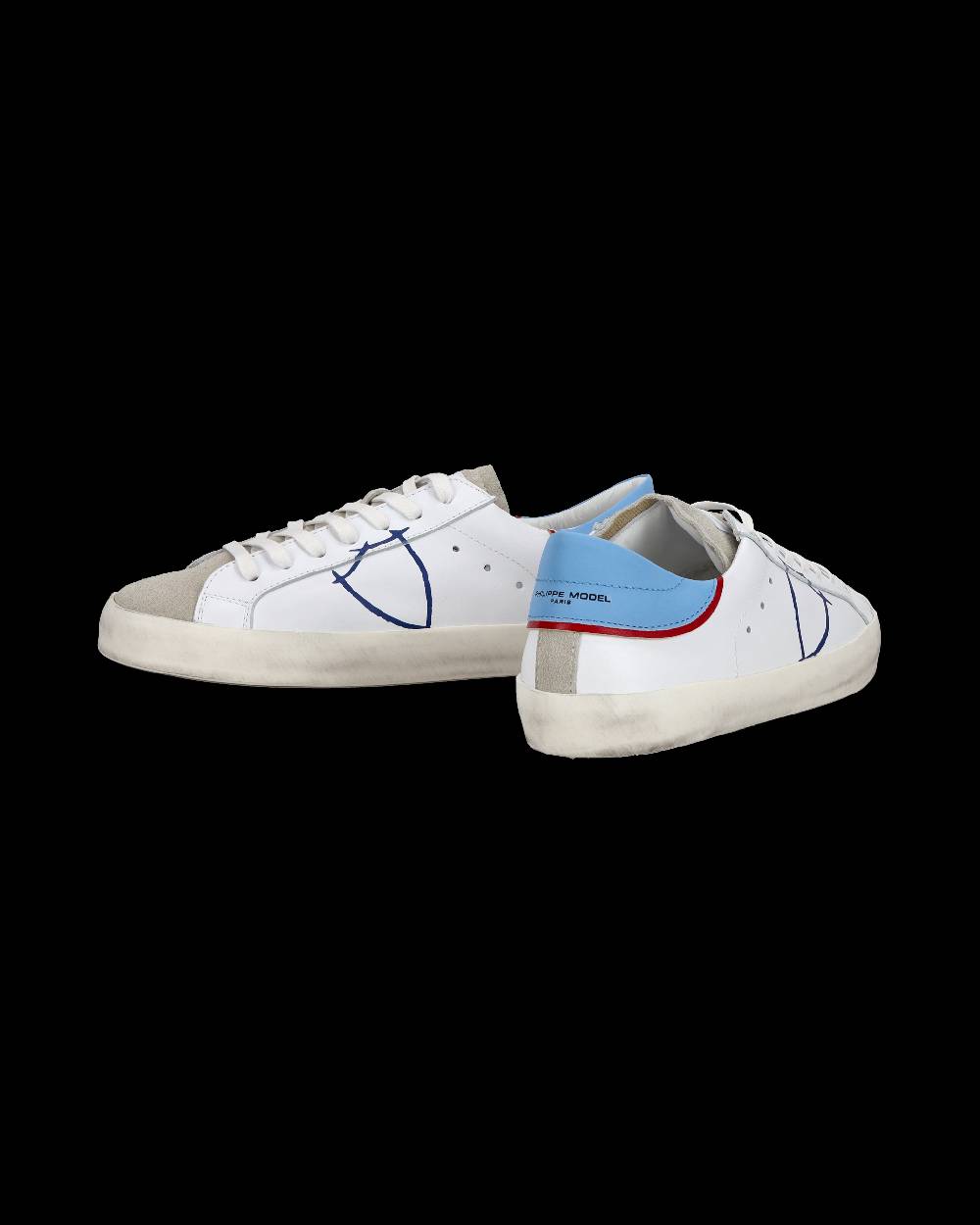 Philippe Model Sneakers basse Paris da Ragazzo in pelle, Bianco Azzurro Negozi Online
