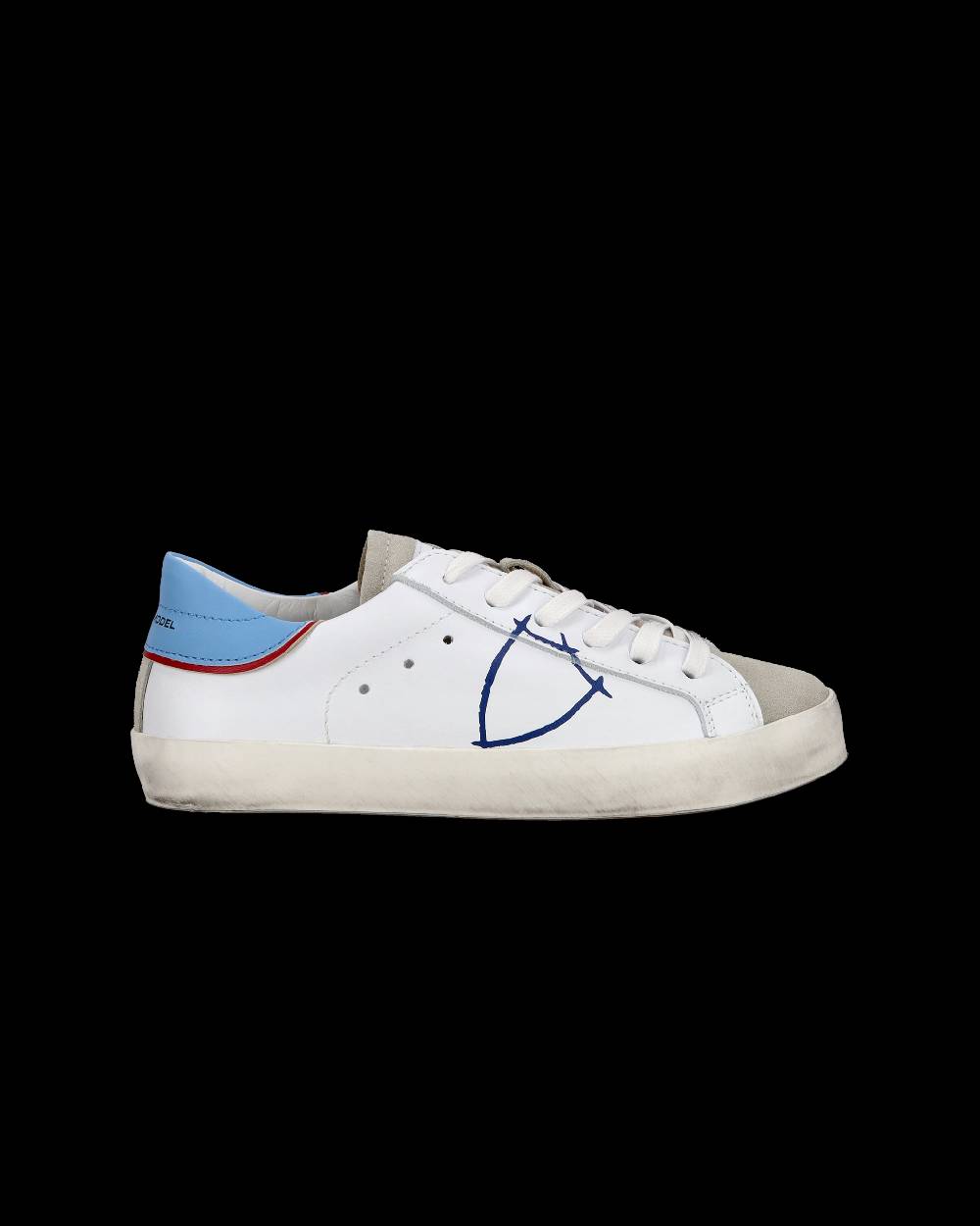 Philippe Model Sneakers basse Paris da Bambino in pelle, Bianco Azzurro Acquista Ora