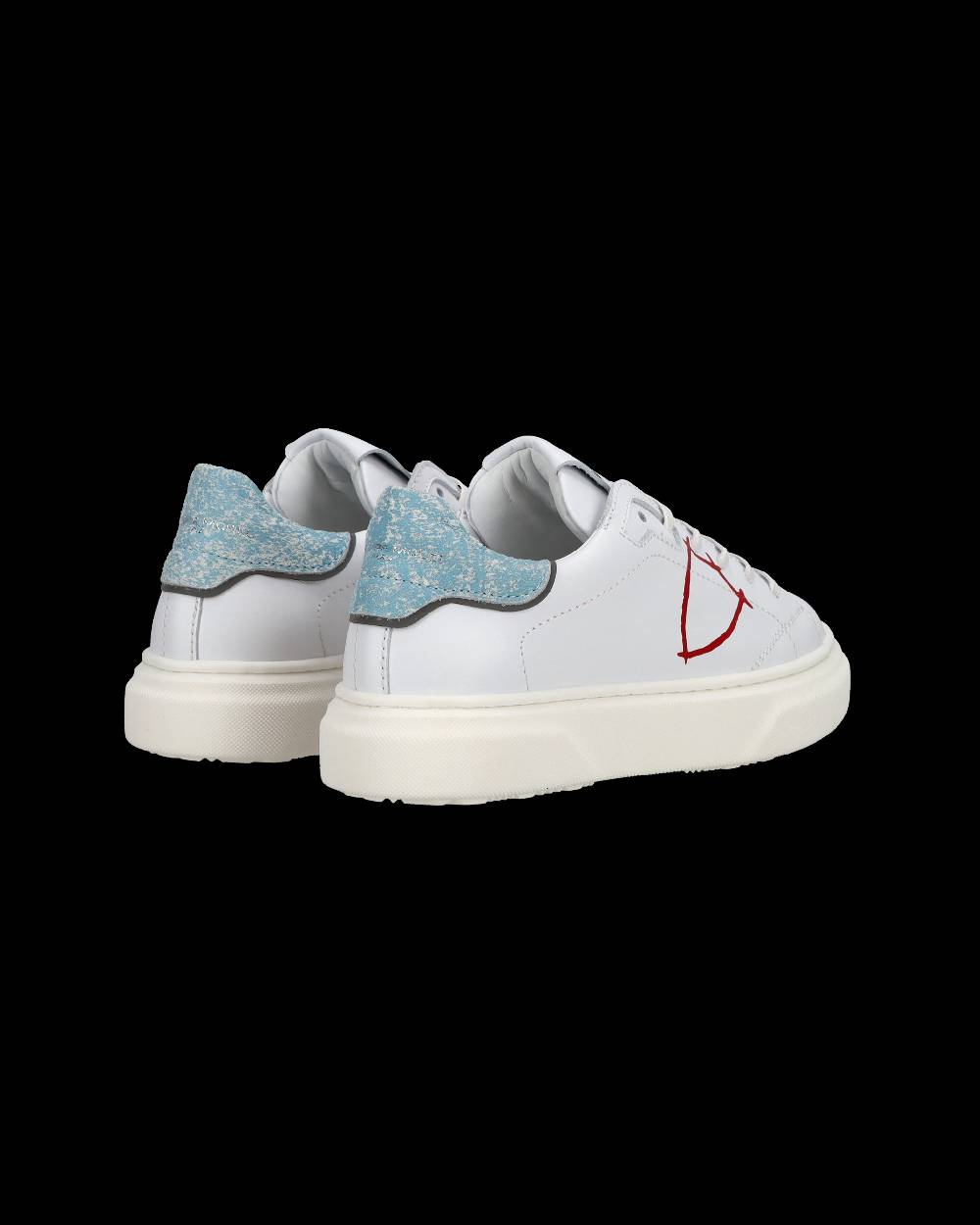 Philippe Model Sneakers Temple basse da Bambino in pelle, Bianco Azzurro Consegna Veloce