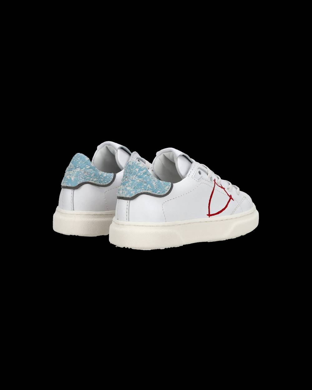Philippe Model Sneakers basse Temple da Bambino in pelle, Bianco e Blu Promozione Limitata
