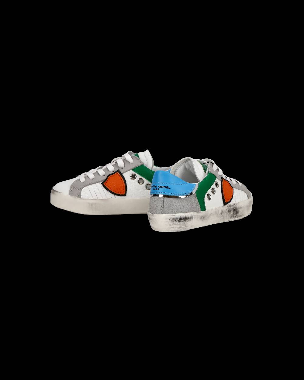 Philippe Model Sneakers basse Paris da Bambino in pelle, Bianco Verde Fino Al -60%