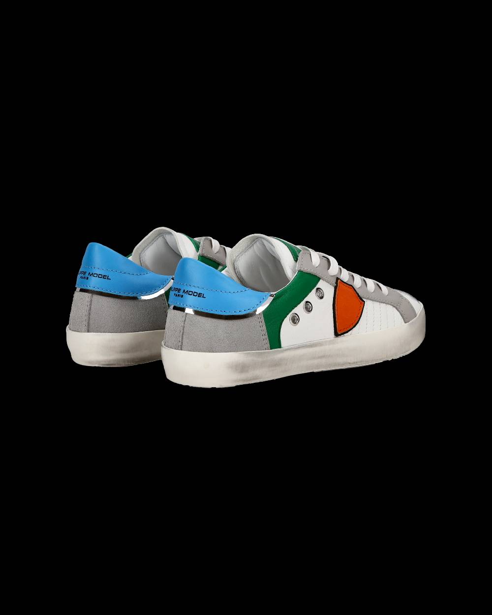 Philippe Model Sneakers Paris basse da Ragazzo in pelle, Bianco Verde Shopping Online