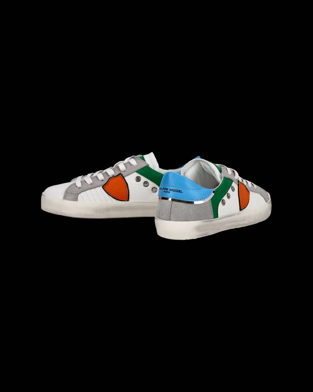 Philippe Model Sneakers Paris basse da Ragazzo in pelle, Bianco Verde Shopping Online