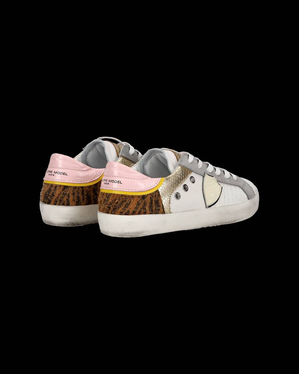 Philippe Model Sneakers basse Paris da Bambino in pelle, Bianco Cognac Offerta