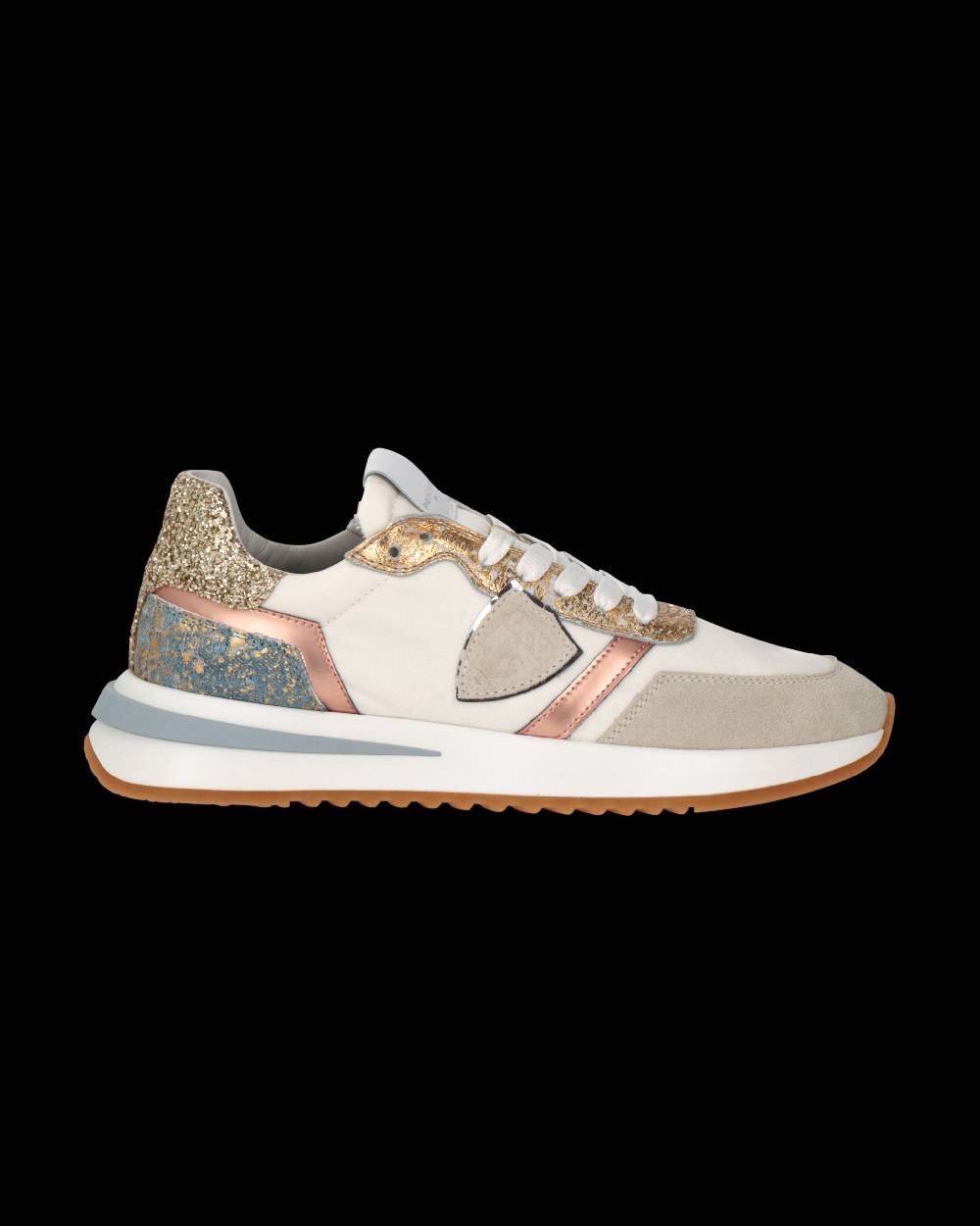 Philippe Model Sneaker Tropez 2.1 Donna, Bianco Oro e Azzurro Saldi Di Fabbrica