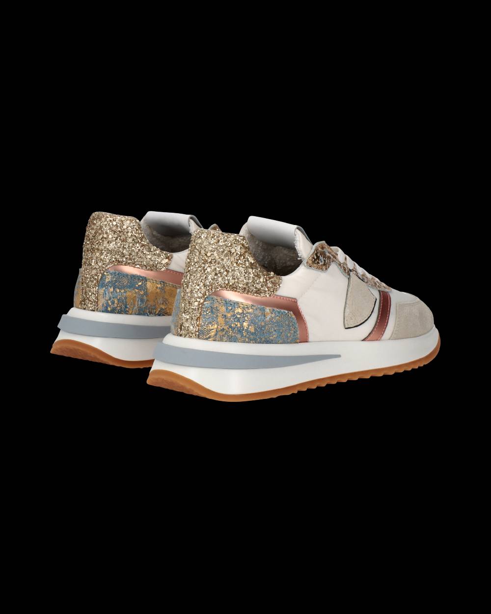 Philippe Model Sneaker Tropez 2.1 Donna, Bianco Oro e Azzurro Saldi Di Fabbrica