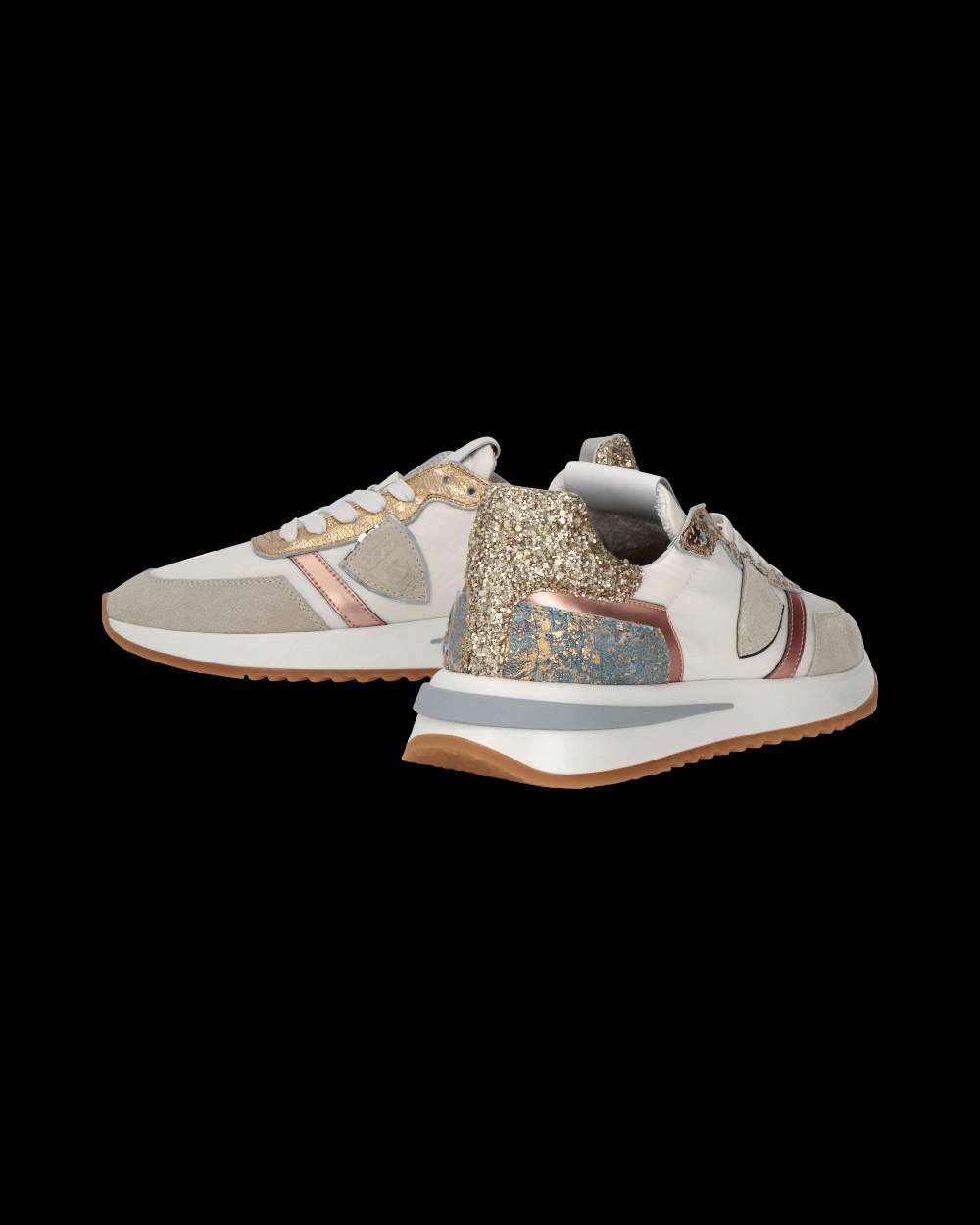 Philippe Model Sneaker Tropez 2.1 Donna, Bianco Oro e Azzurro Saldi Di Fabbrica