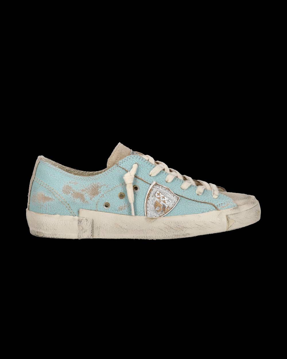 Philippe Model Sneaker bassa PRSX donna in pelle craquelé - verde acqua Sottocosto