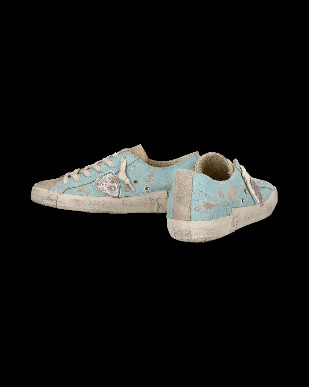 Philippe Model Sneaker bassa PRSX donna in pelle craquelé - verde acqua Sottocosto