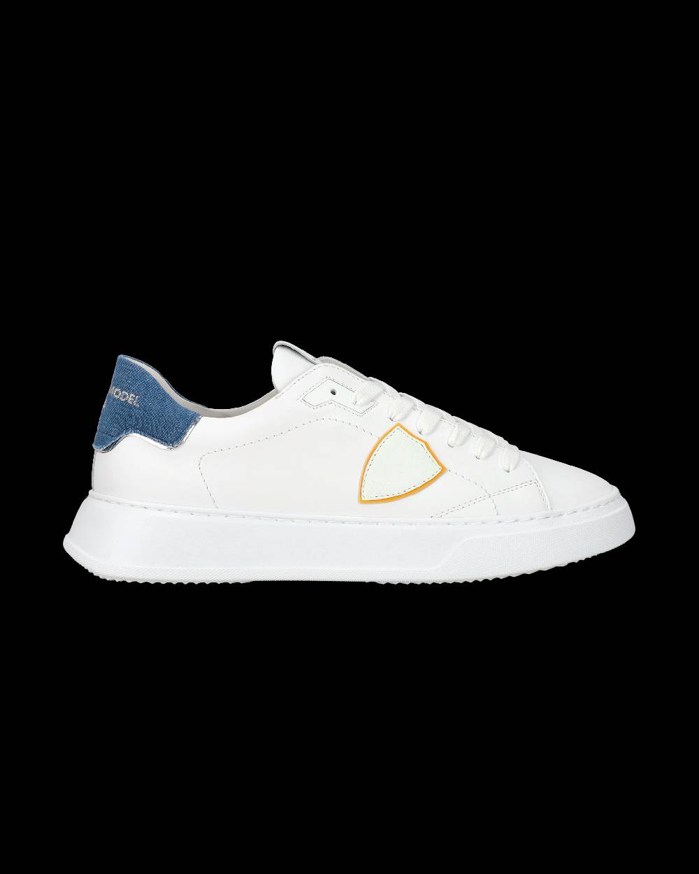 Philippe Model Sneaker casual Temple da uomo in pelle e denim - Blu e bianco Consegna Veloce