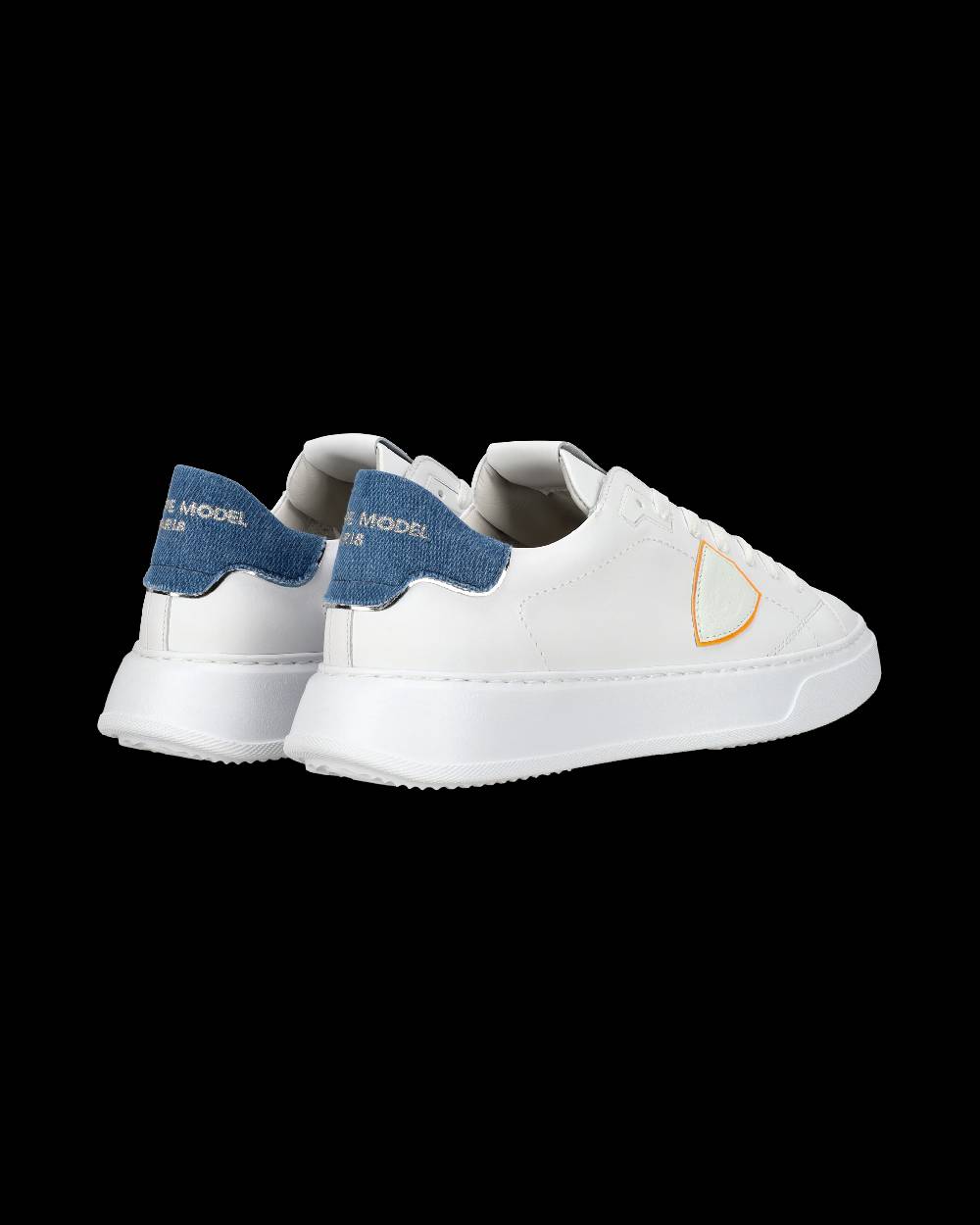 Philippe Model Sneaker casual Temple da uomo in pelle e denim - Blu e bianco Consegna Veloce