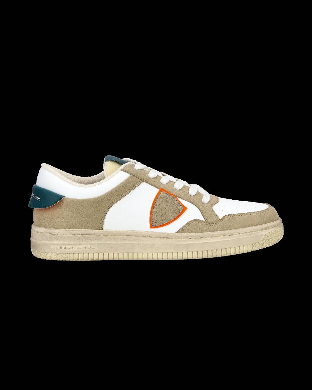 Philippe Model Sneaker streetwear Lyon da uomo in pelle riciclata - Bianco, verde e arancione Nuova