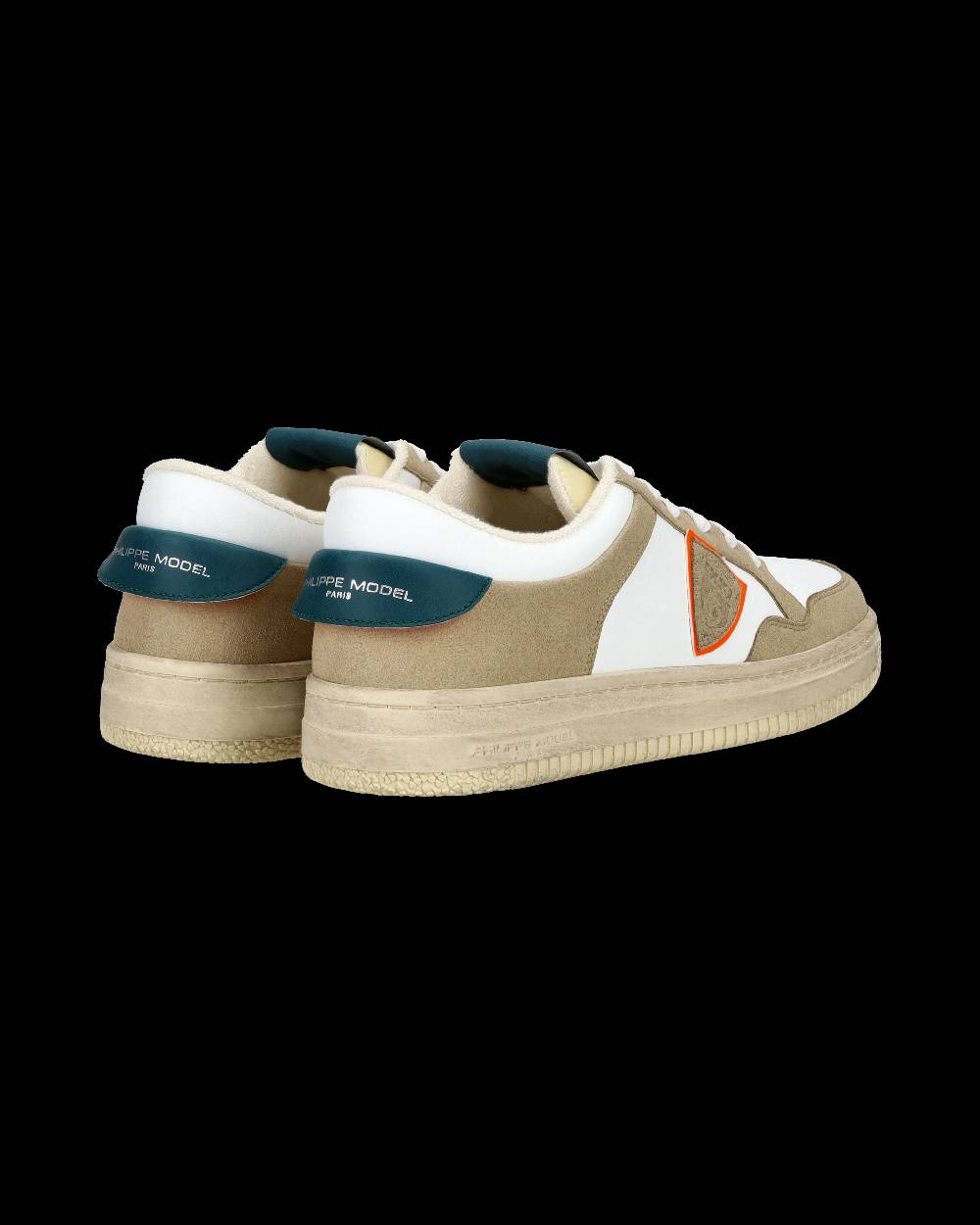 Philippe Model Sneaker streetwear Lyon da uomo in pelle riciclata - Bianco, verde e arancione Nuova
