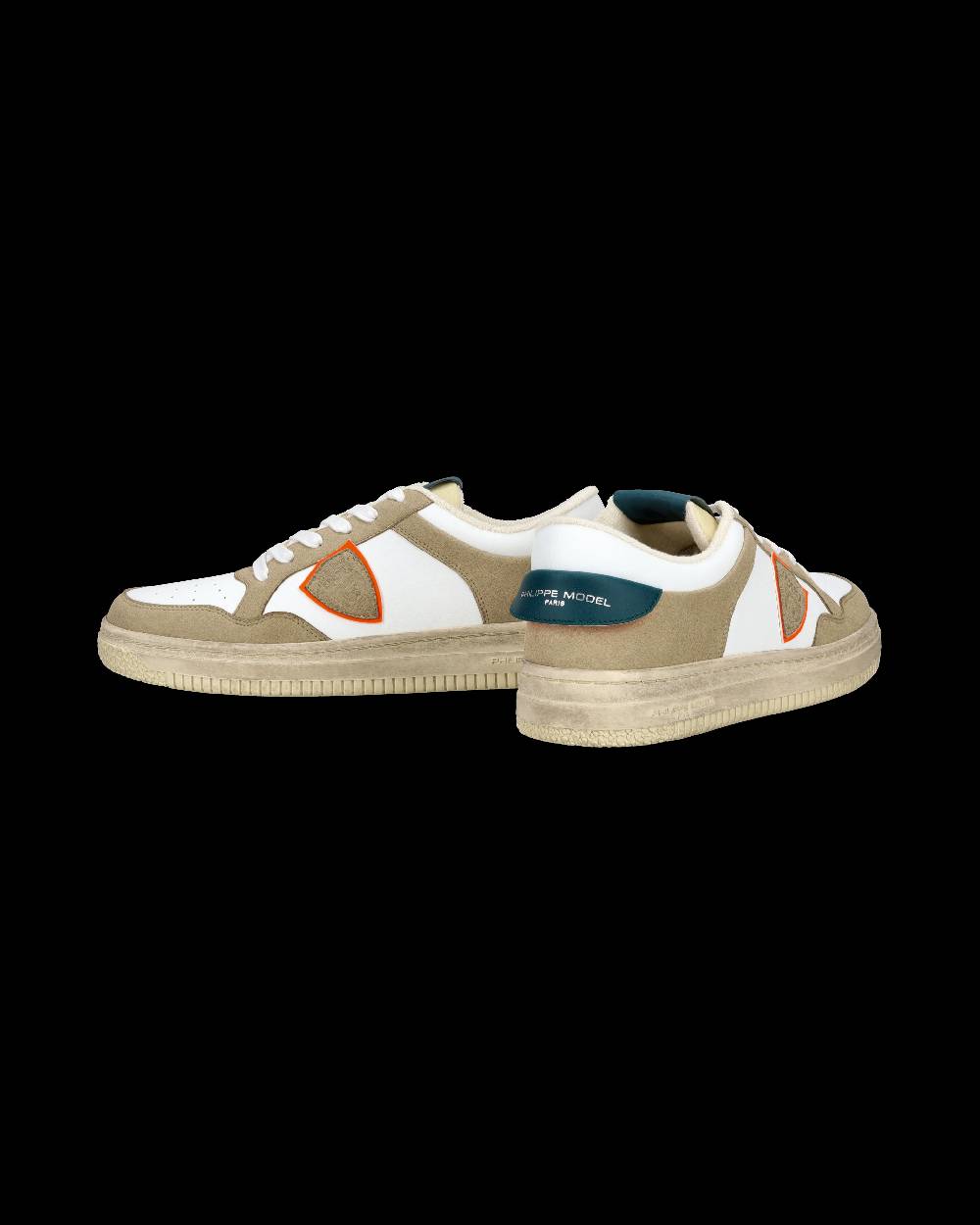 Philippe Model Sneaker streetwear Lyon da uomo in pelle riciclata - Bianco, verde e arancione Nuova