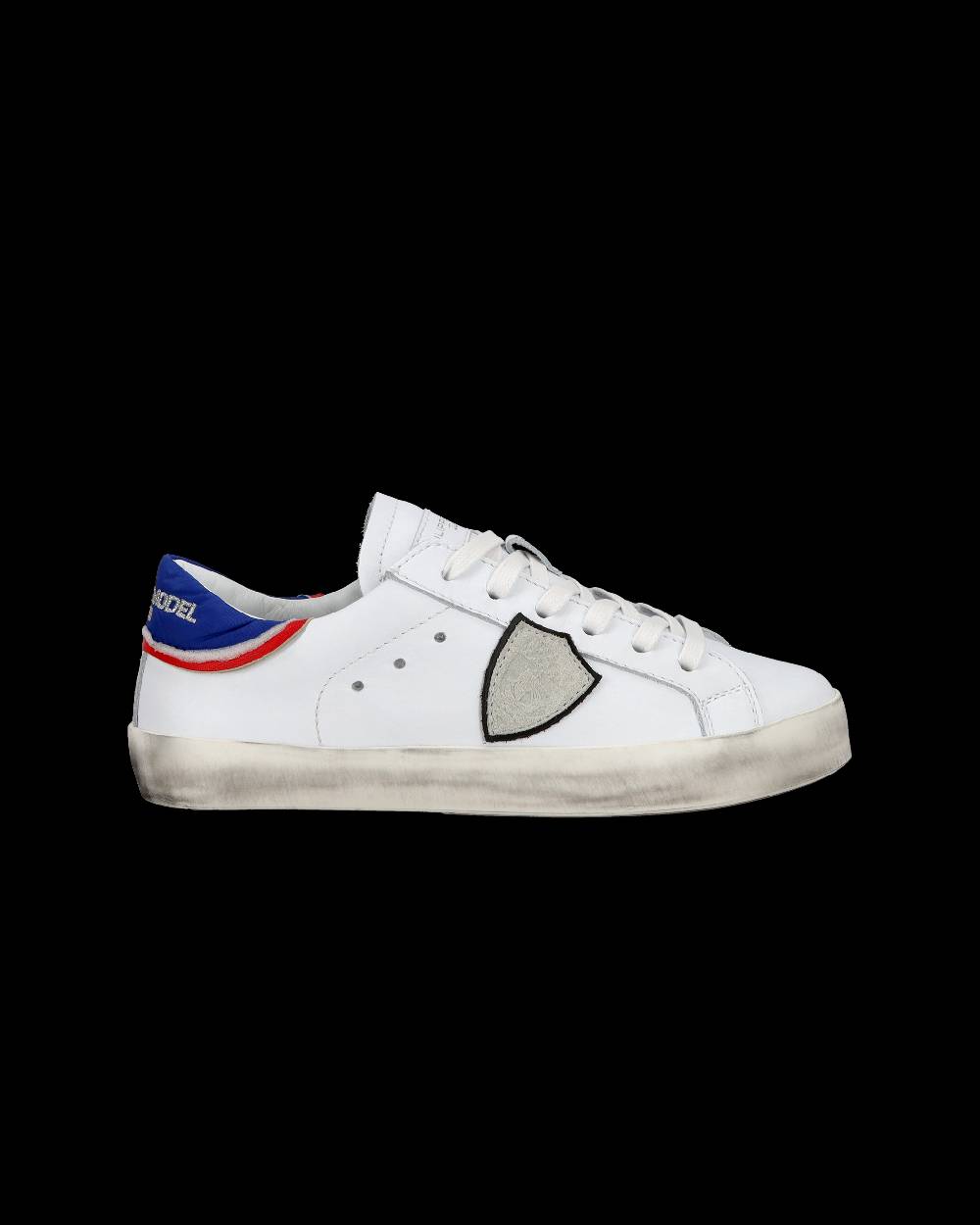 Philippe Model Junior Paris Low-Top Sneakers in Leather, White Blue Italy