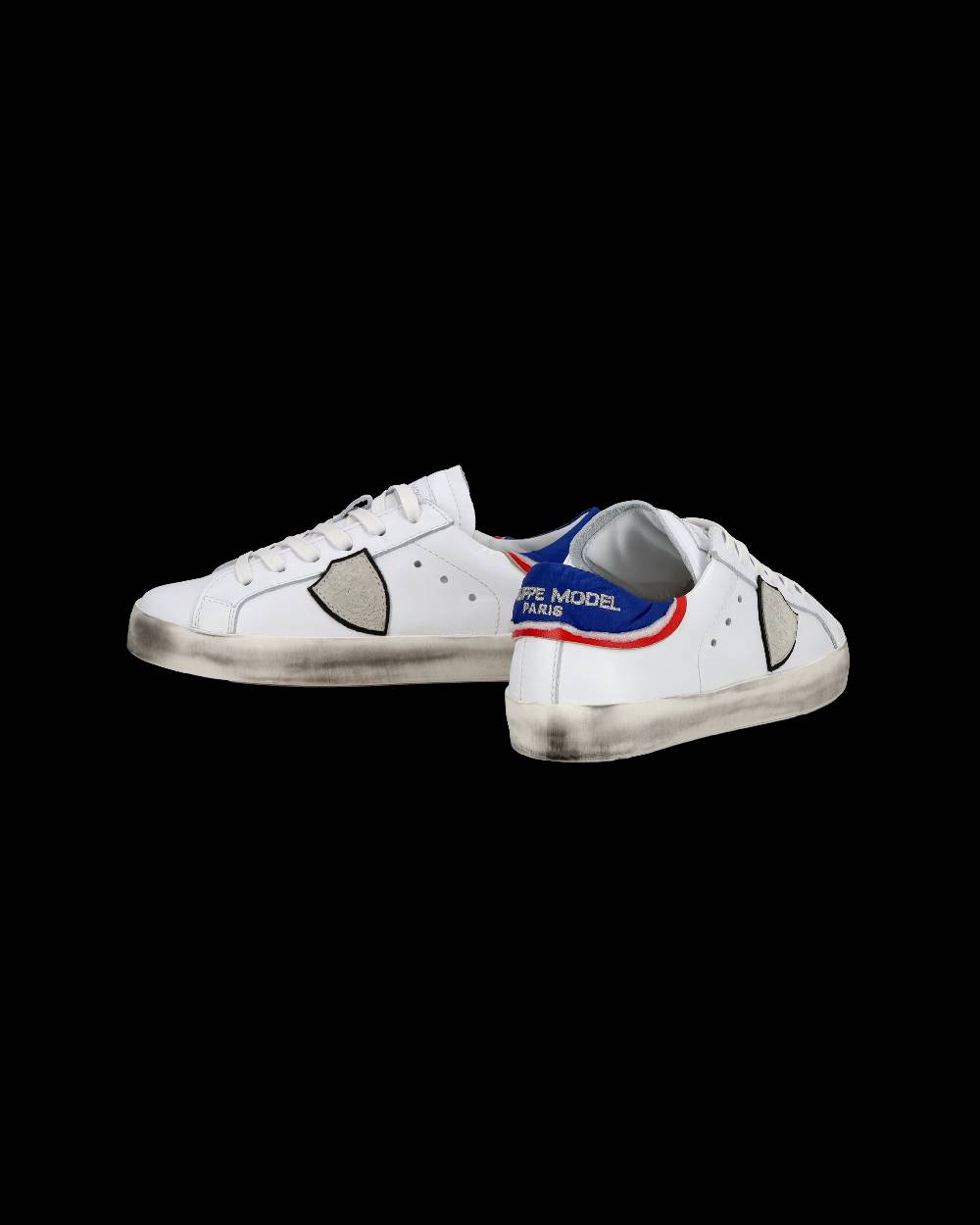 Philippe Model Junior Paris Low-Top Sneakers in Leather, White Blue Italy