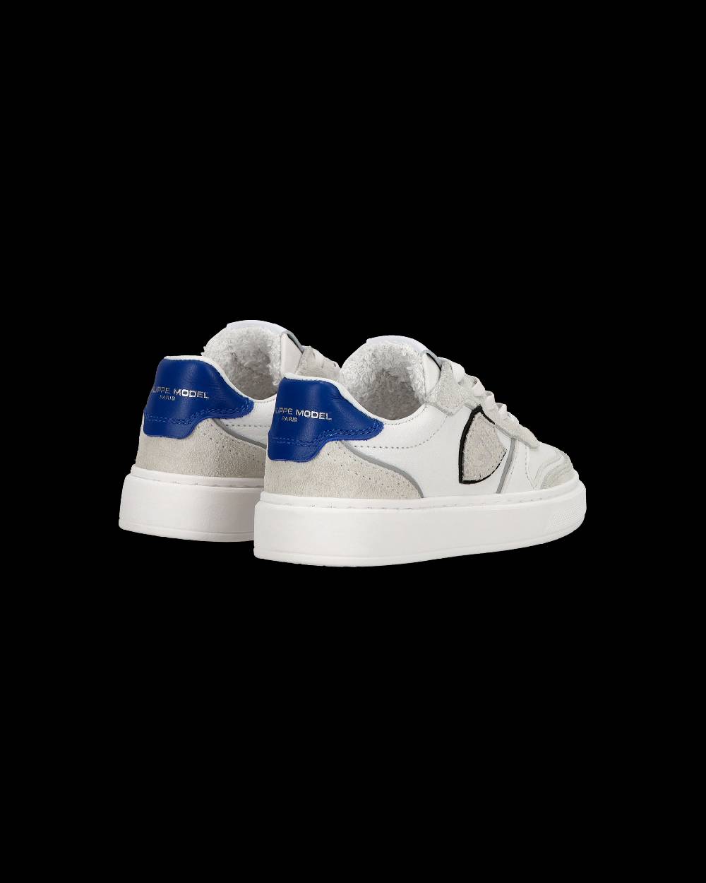 Philippe Model Baby Nice Low-Top Sneakers in Leather, White Blue Vendita