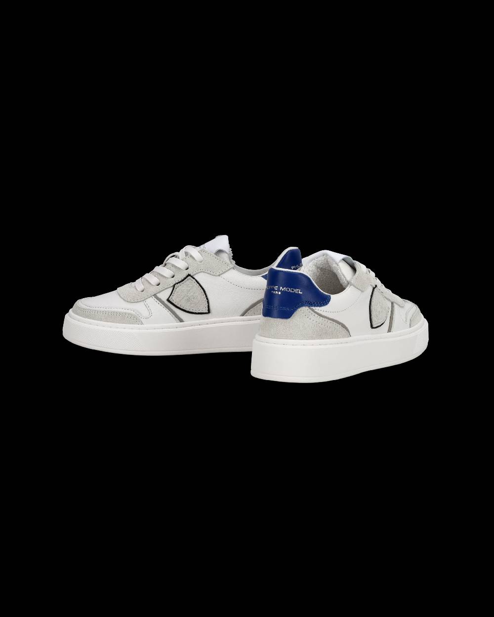 Philippe Model Junior Nice Low-Top Sneakers in Leather, White Blue Promozione