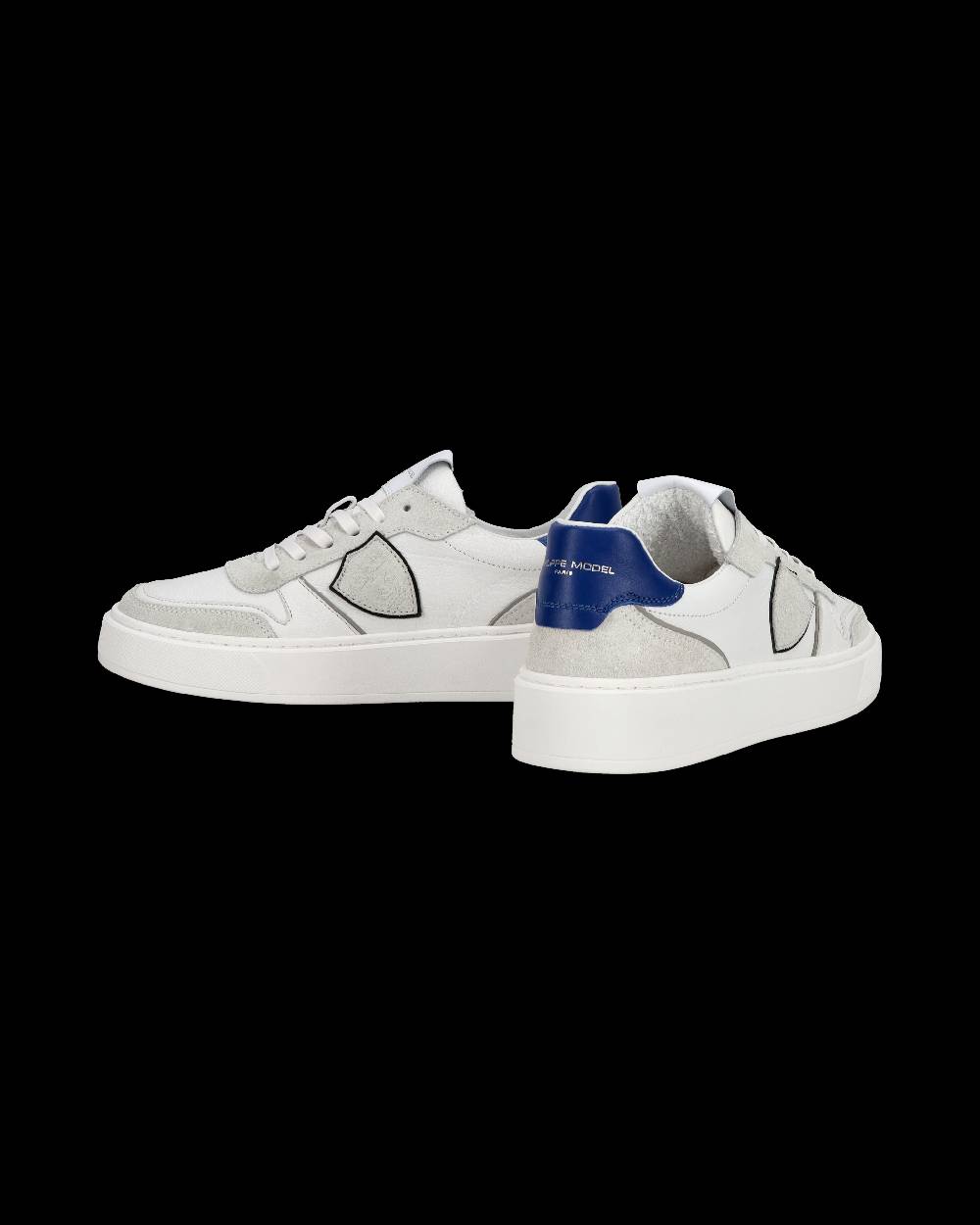 Philippe Model Junior Nice Low-Top Sneakers in Leather, White Blue Spedizione Gratuita